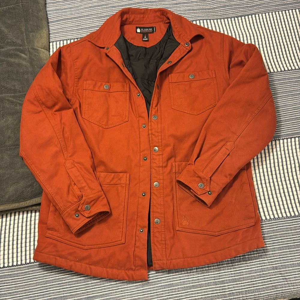 Duluth Trading Alaskan Hardware Lined Shirt Jacket Burnt Orange Mens Size M